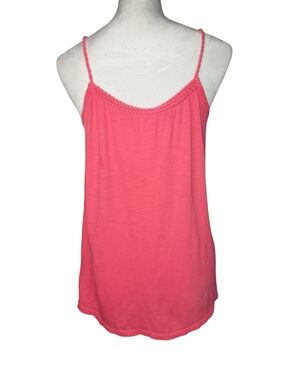 Gap Pink Tank Top With Braided Spaghetti Straps And Neckline Trim Size Large